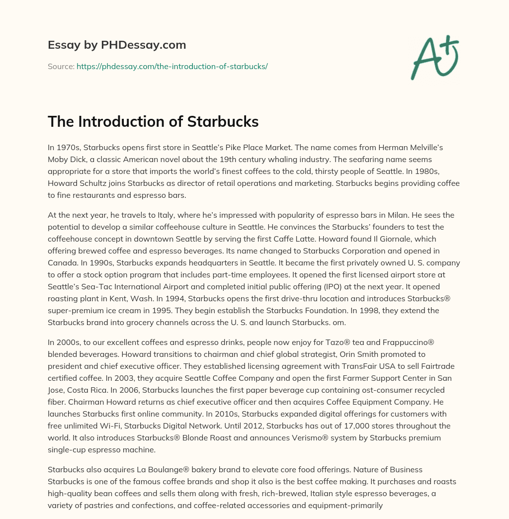 introduction to starbucks essay