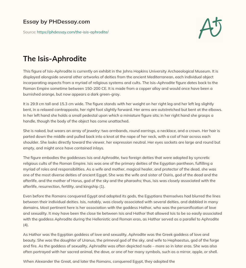 The Isis-Aphrodite essay