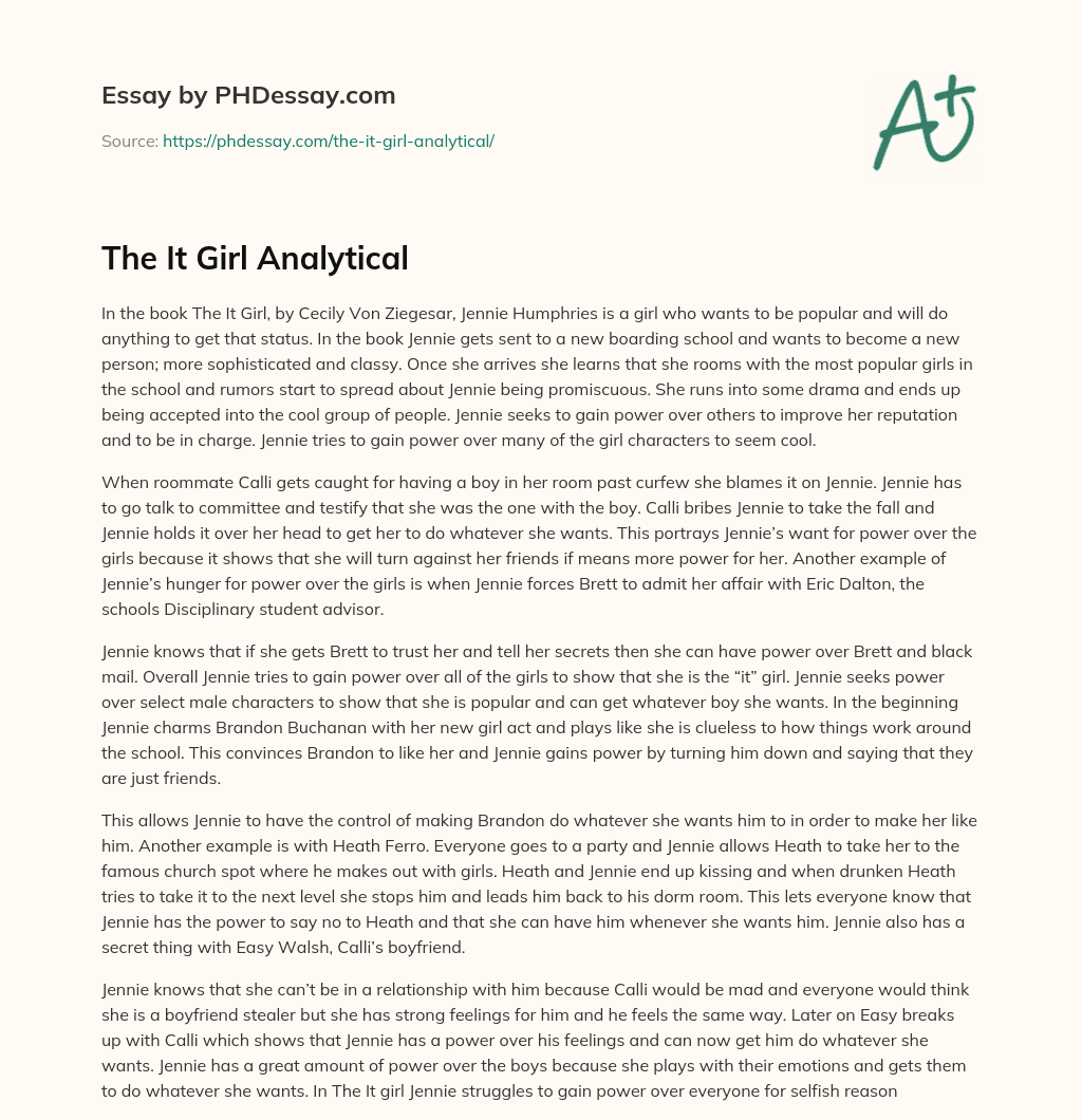 The It Girl Analytical essay