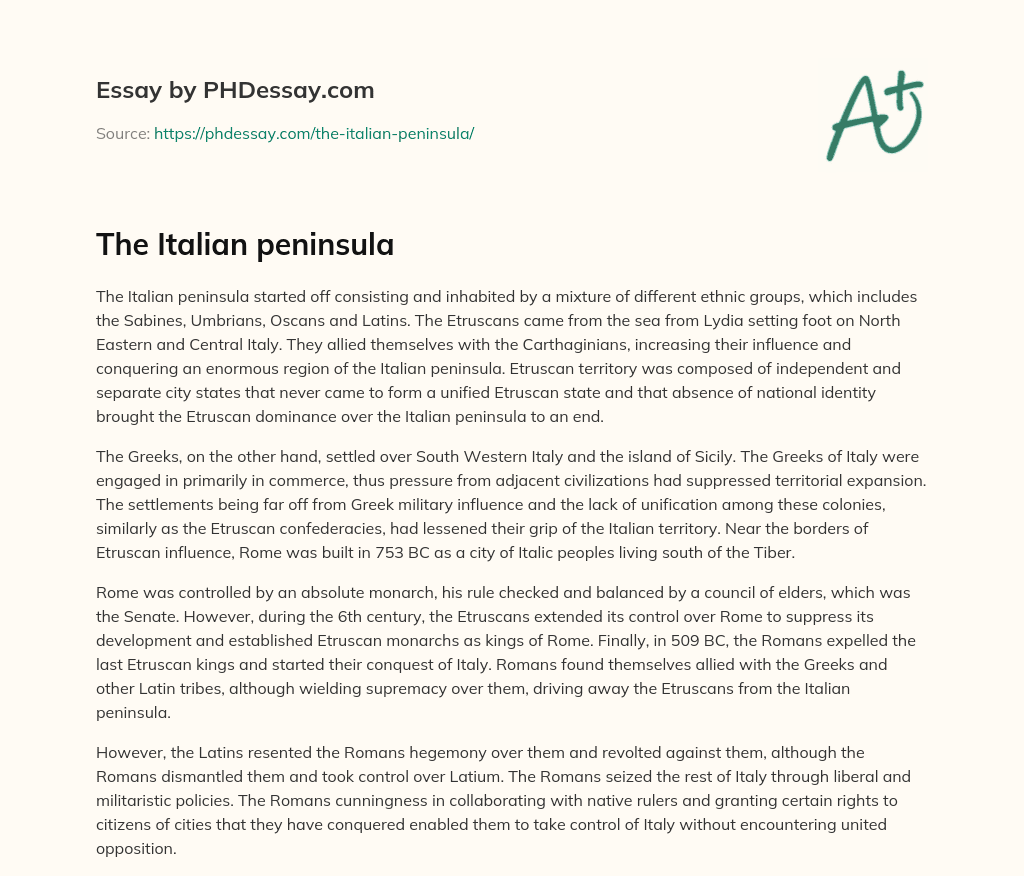 The Italian peninsula essay