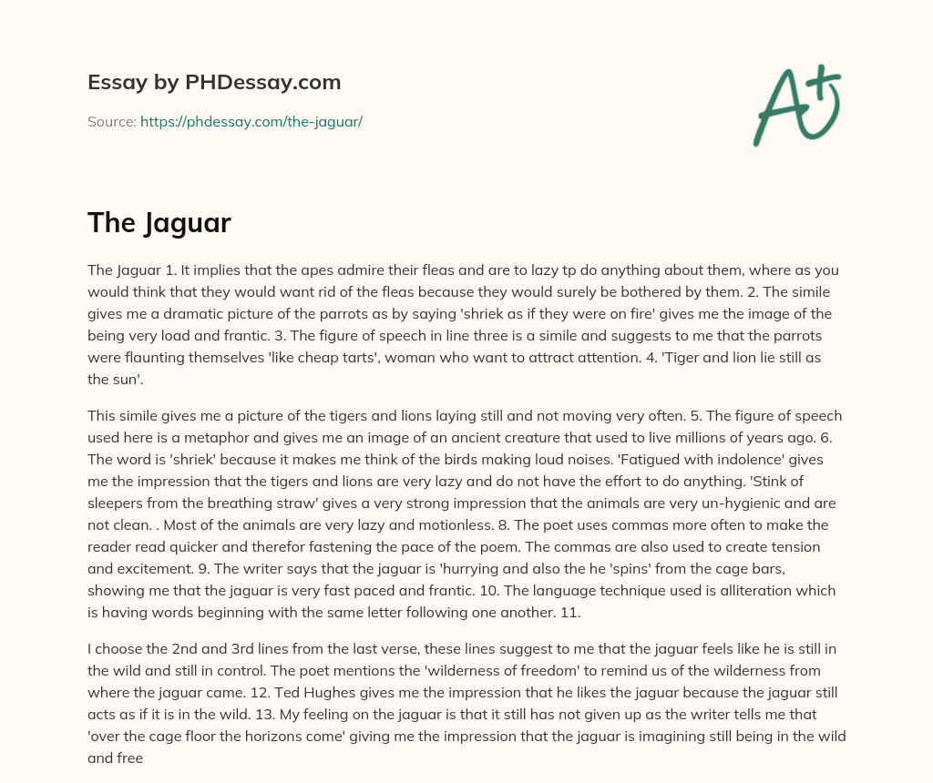 Description of various animals and their behavior using figures of speech essay