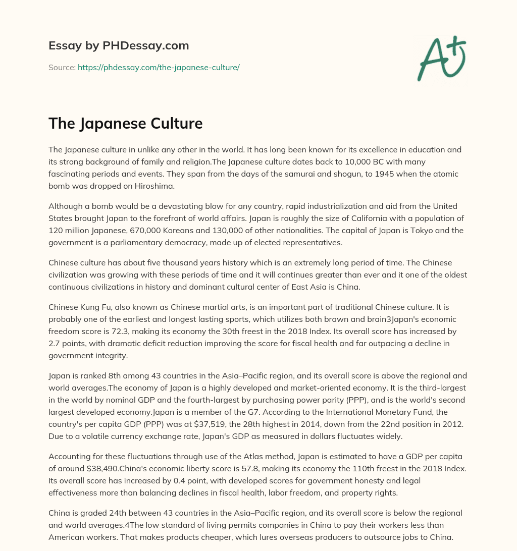 short essay about japanese culture