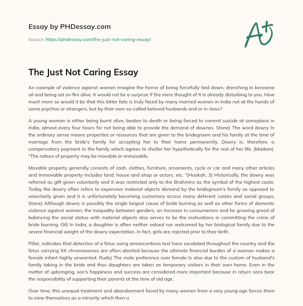 The Just Not Caring Essay essay