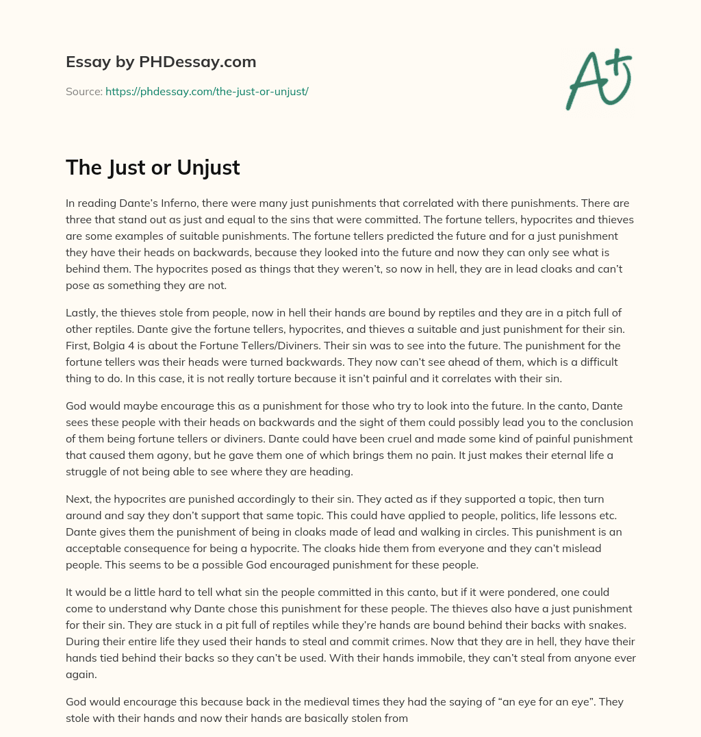 The Just or Unjust essay