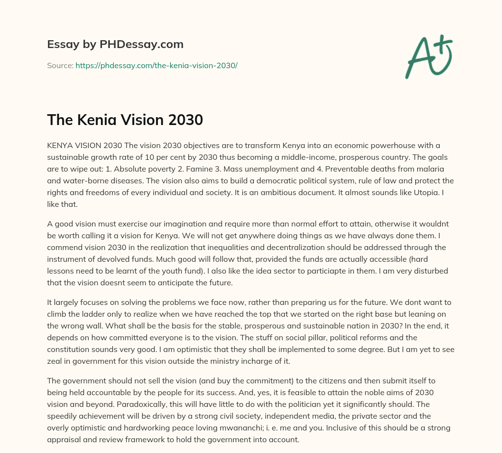 write an essay about vision 2030