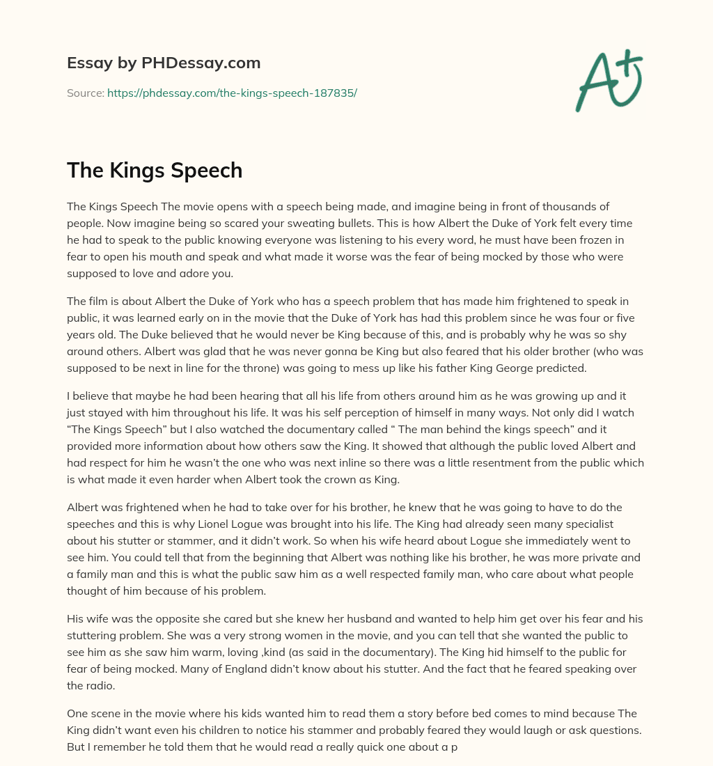The Kings Speech essay