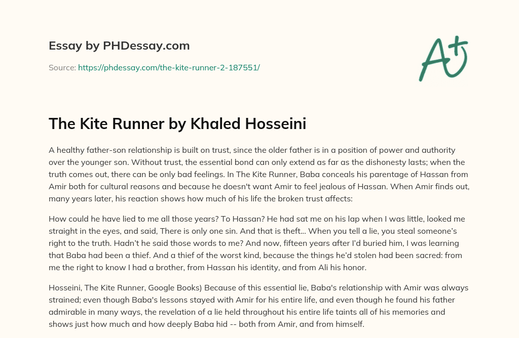 The Kite Runner By Khaled Hosseini 300 Words 2085