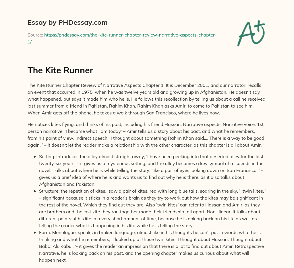 The Kite Runner essay