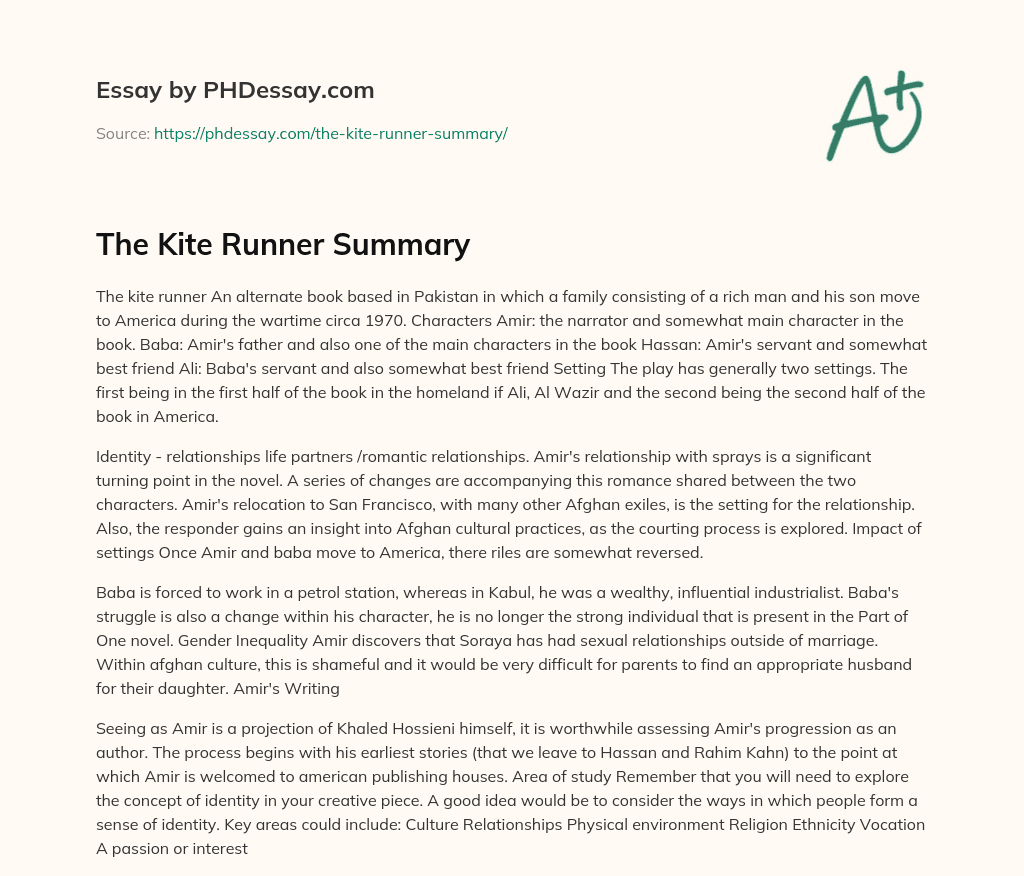 The Kite Runner Summary (400 Words)