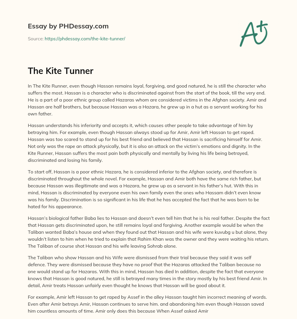 The Kite Tunner essay