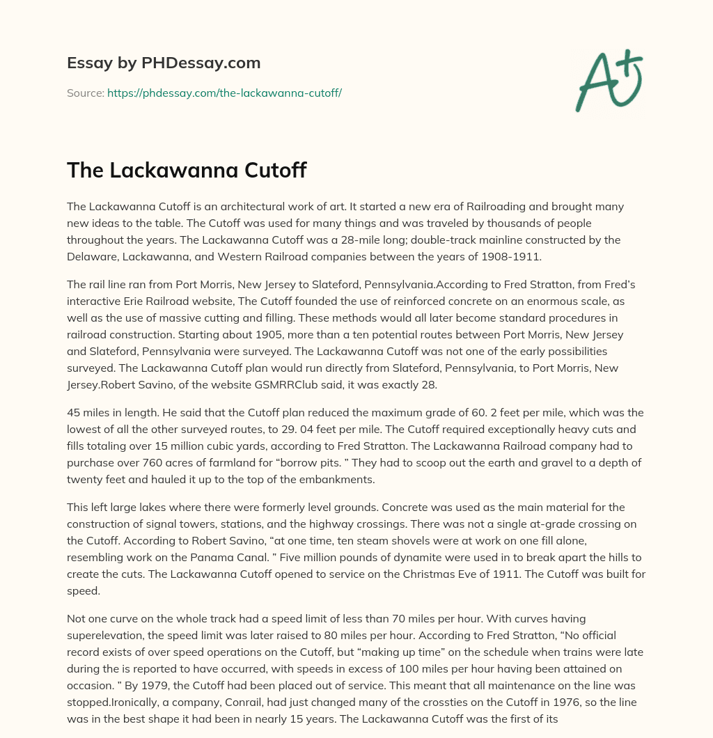 The Lackawanna Cutoff essay
