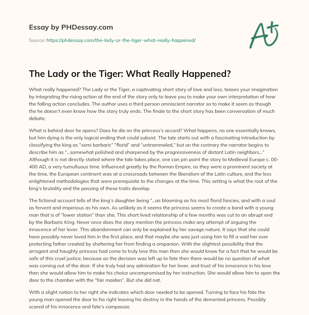 the lady or the tiger essay