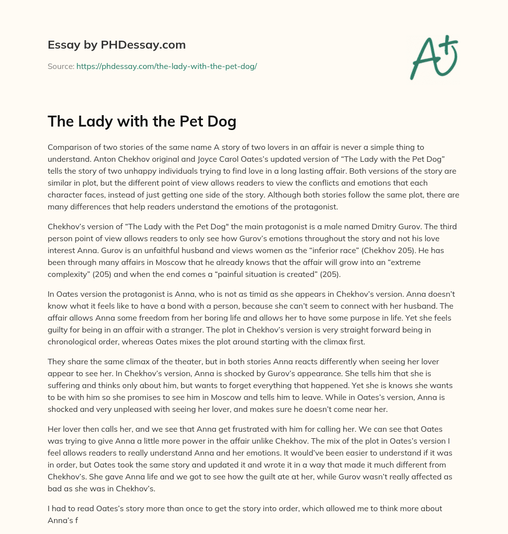 The Lady with the Pet Dog - PHDessay.com