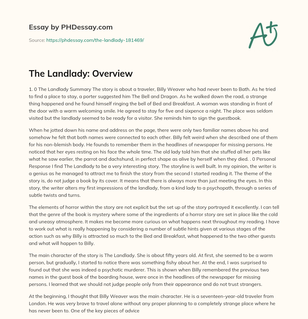 the landlady ap lit essay examples
