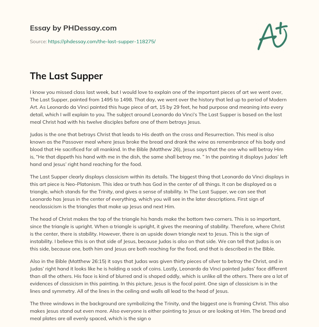The Last Supper essay