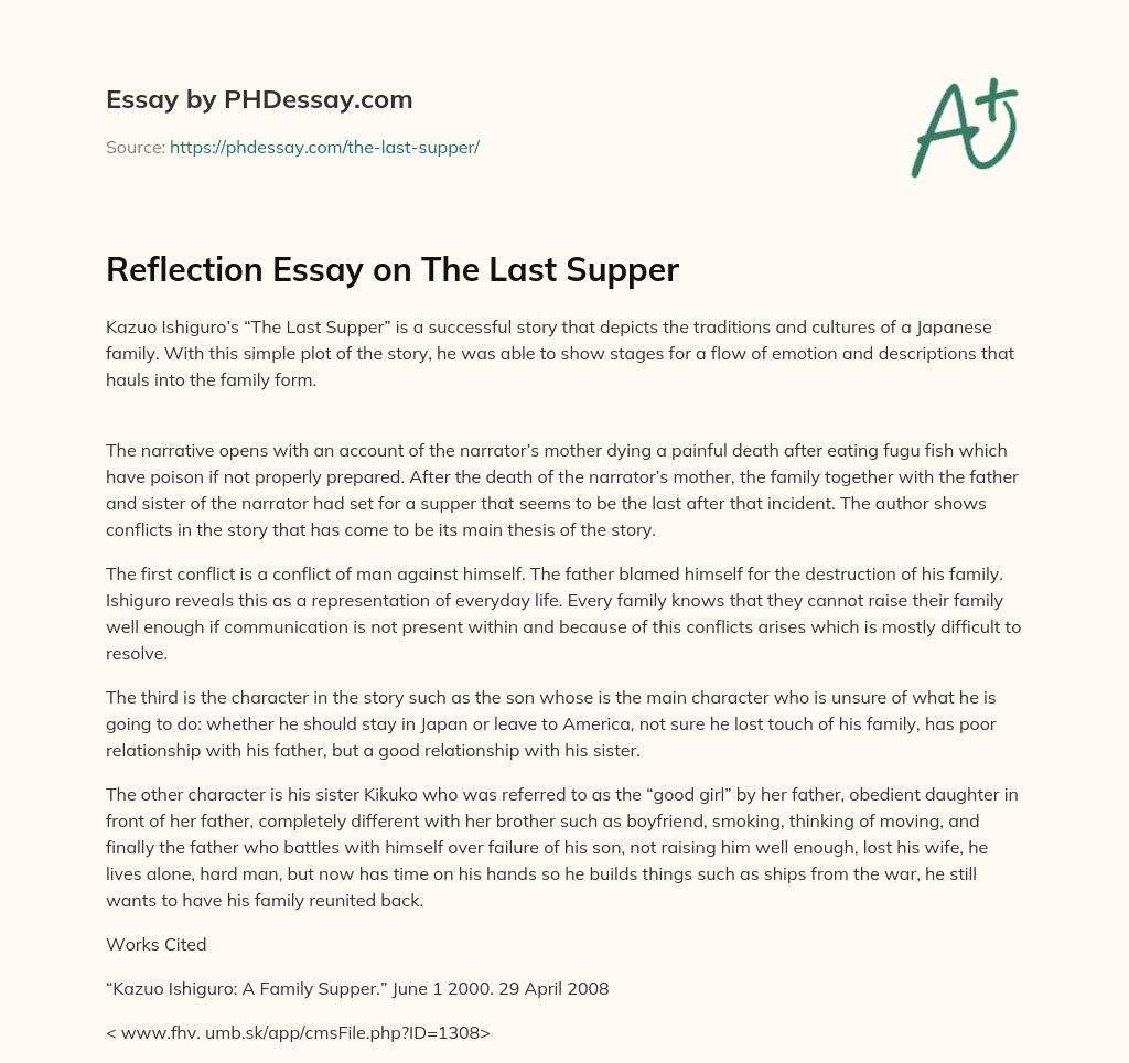 Reflection Essay on The Last Supper essay
