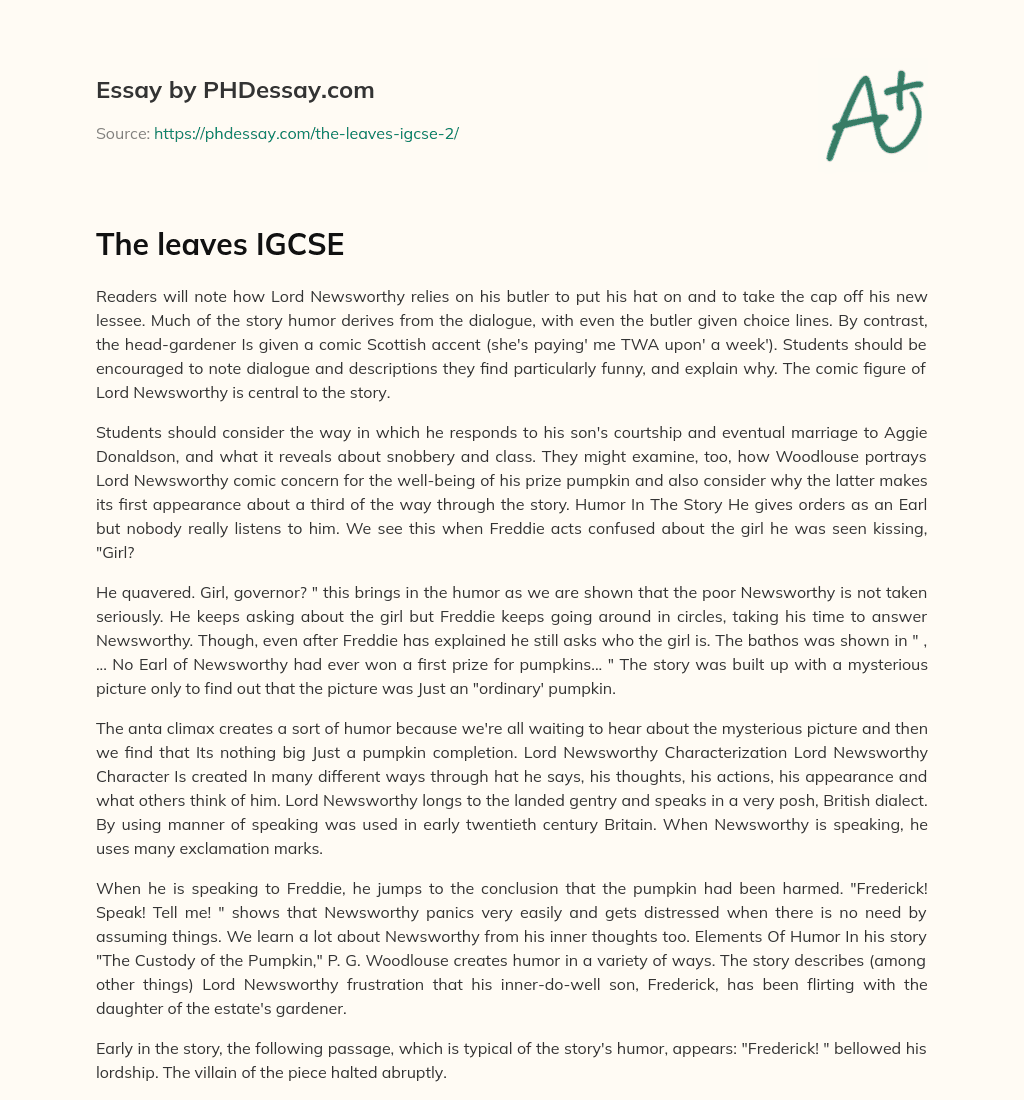 The leaves IGCSE essay