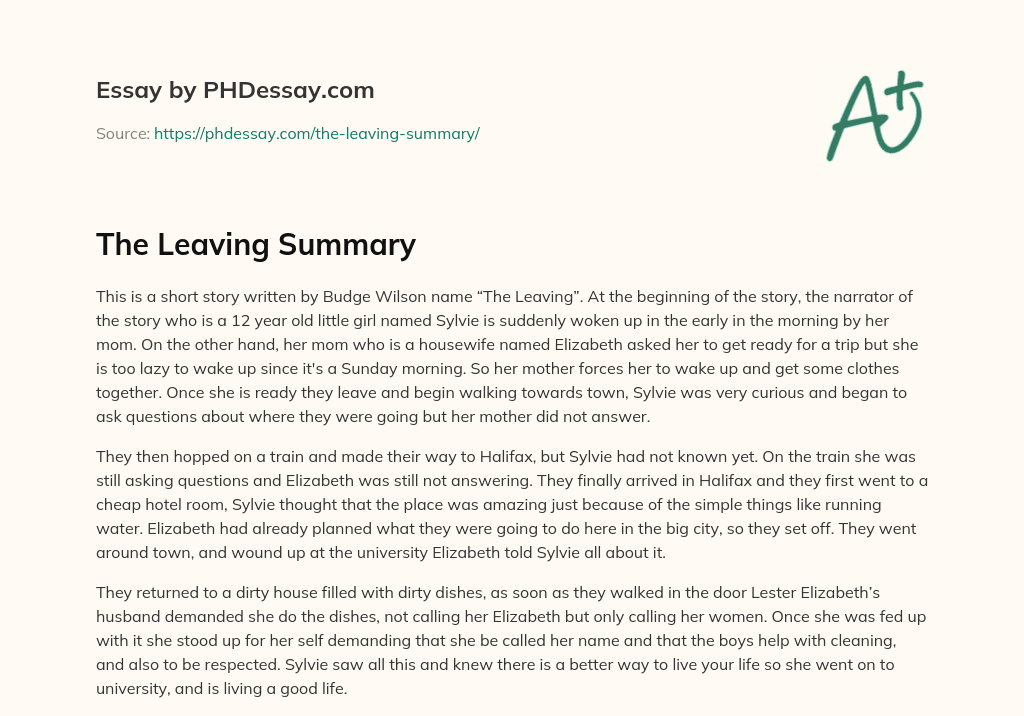 The Leaving Summary essay