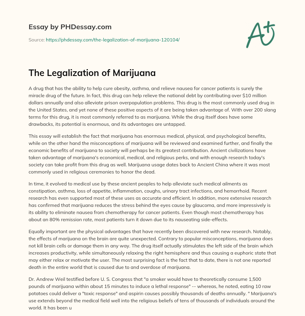 The Legalization of Marijuana essay