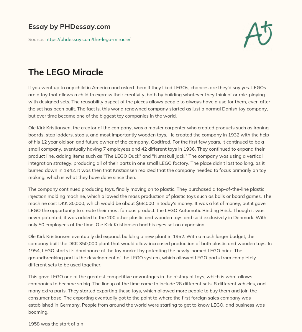 The LEGO Miracle essay