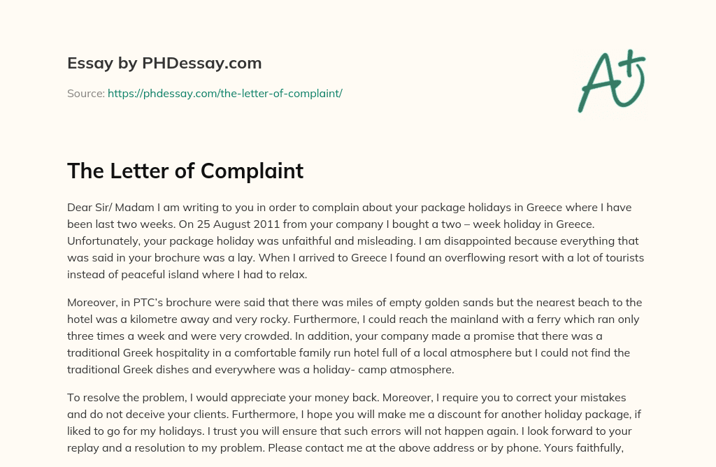 how to write a complaint essay