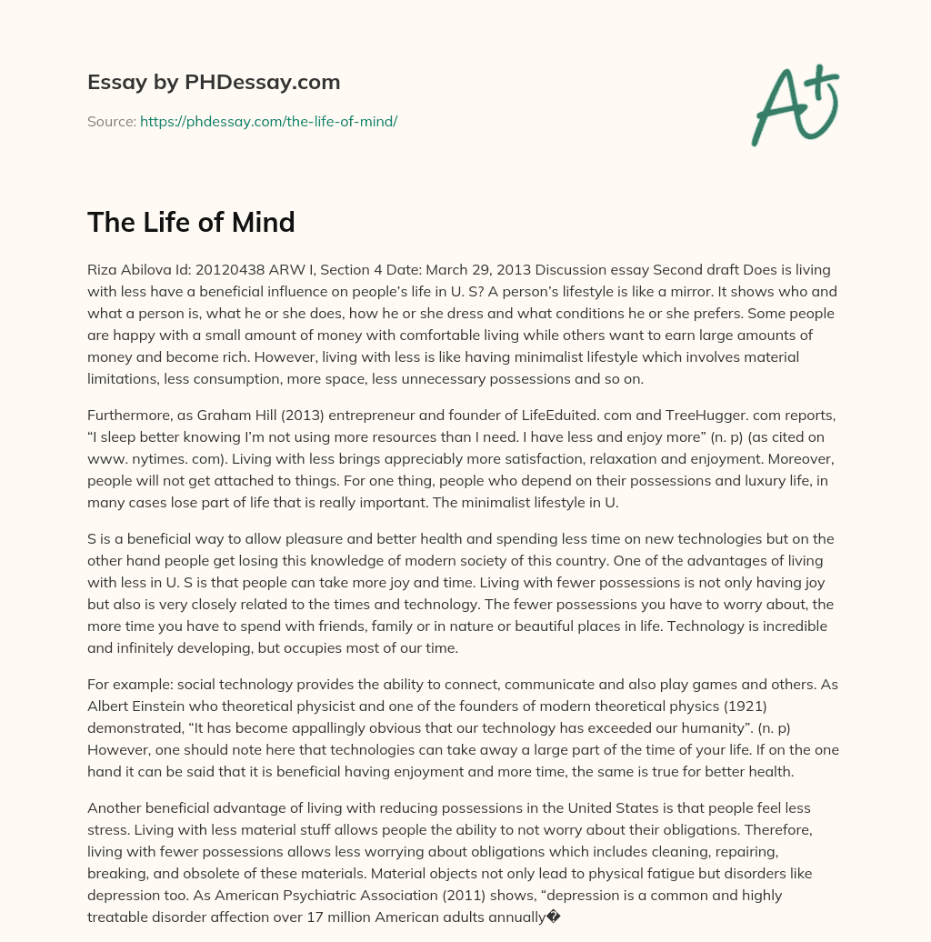 The Life of Mind essay