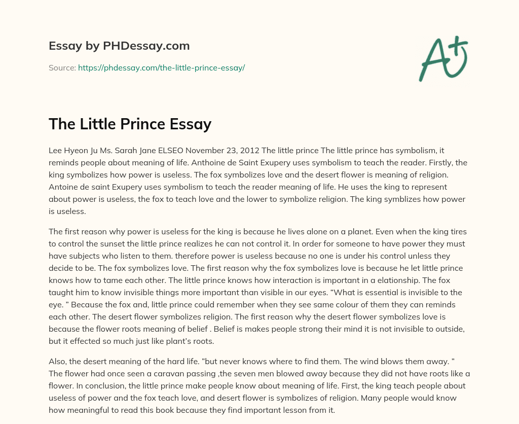 The Little Prince Essay essay