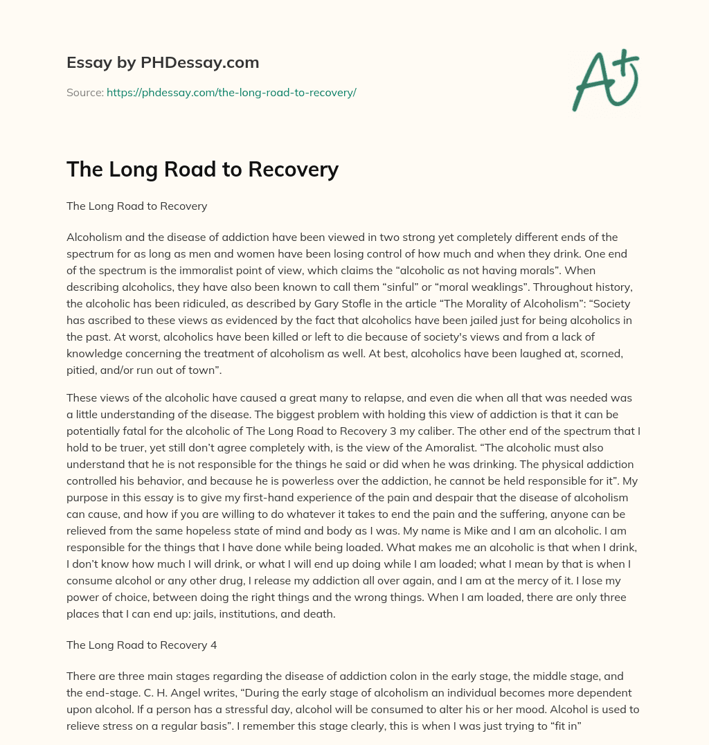 The Long Road to Recovery essay