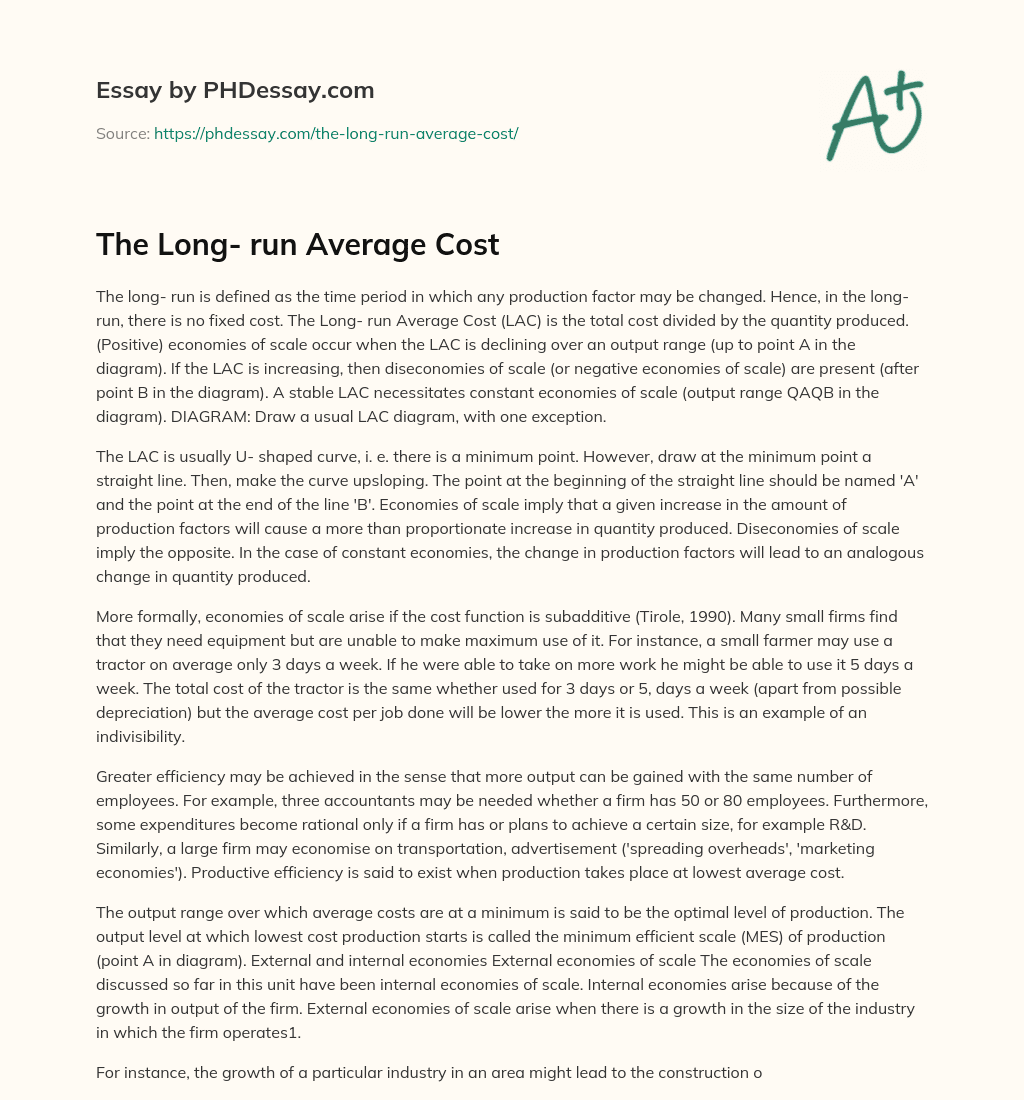 The Long- run Average Cost essay