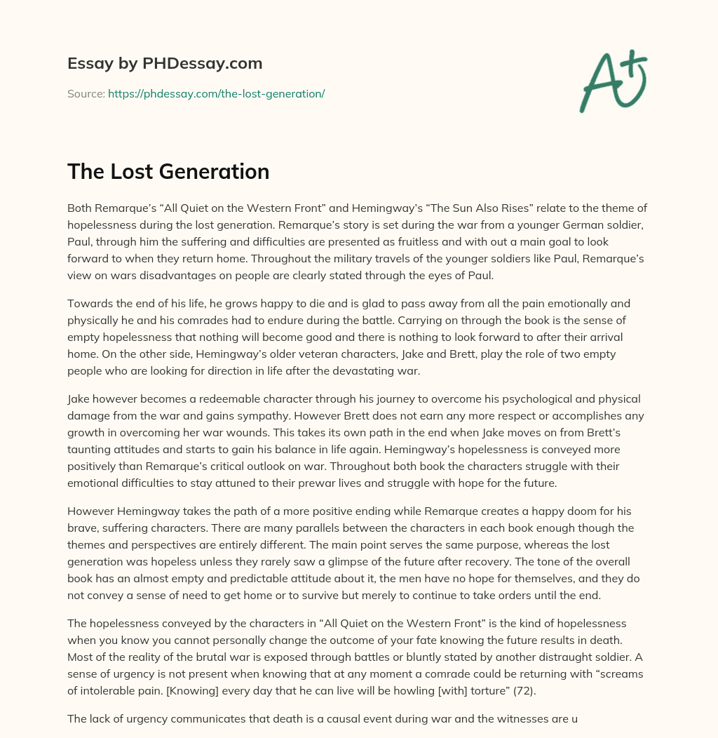 The Lost Generation essay