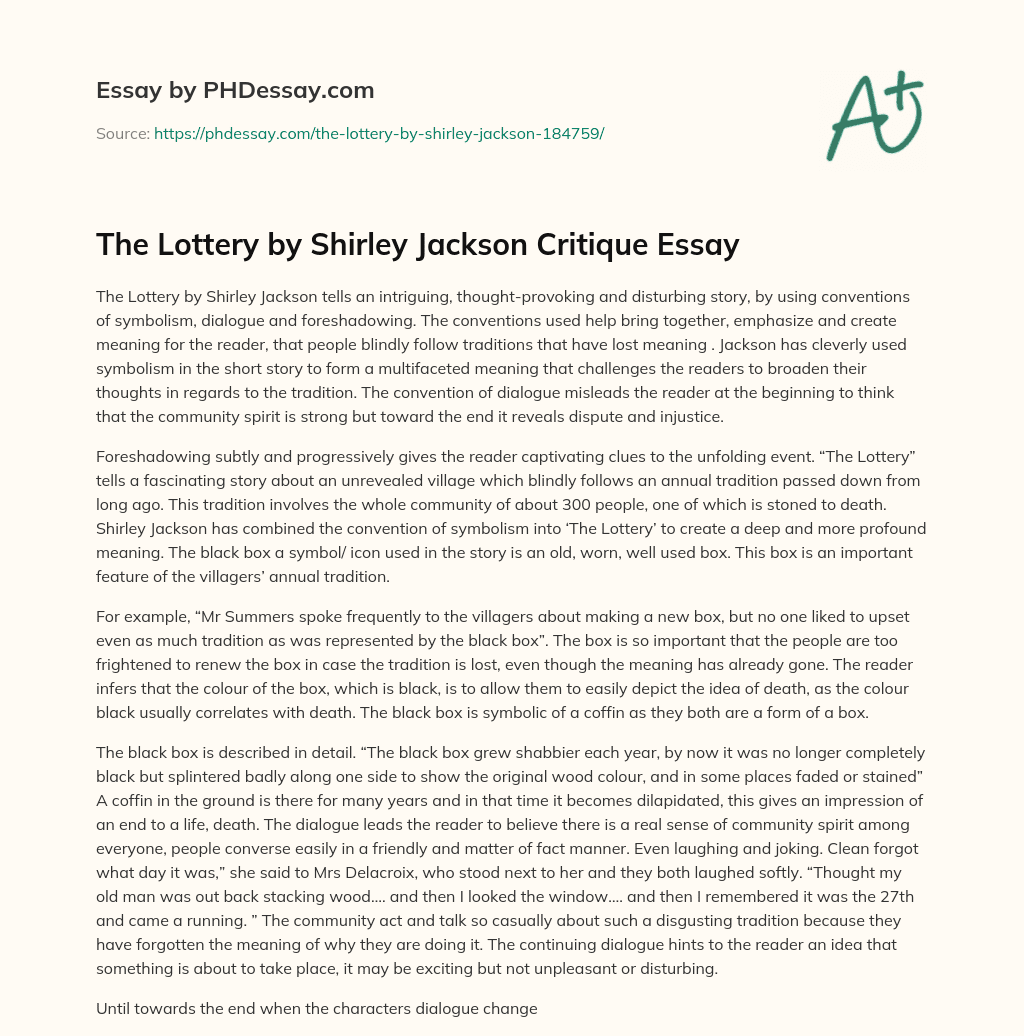 the lottery essay prompts