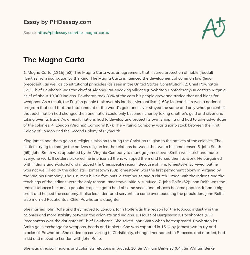 The Magna Carta essay