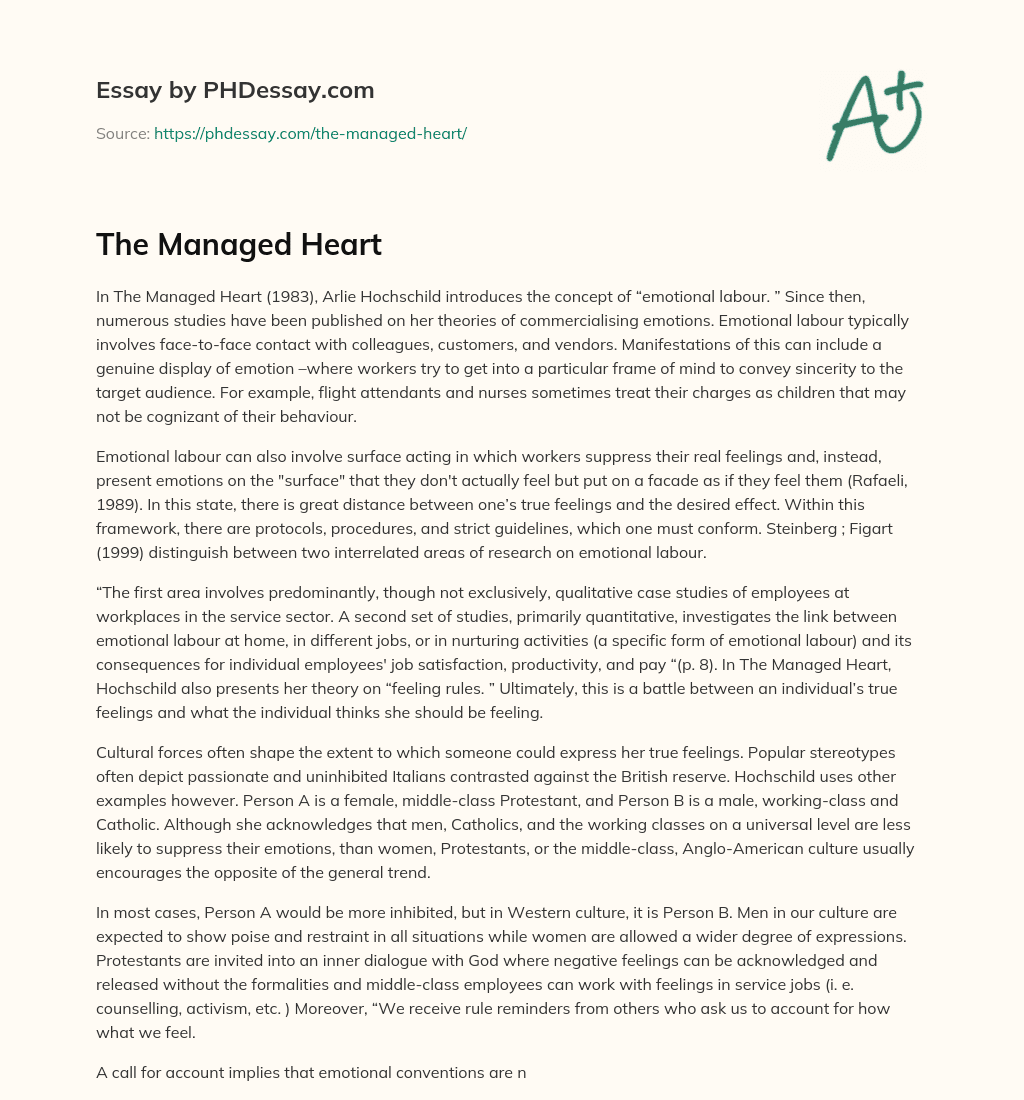 The Managed Heart essay
