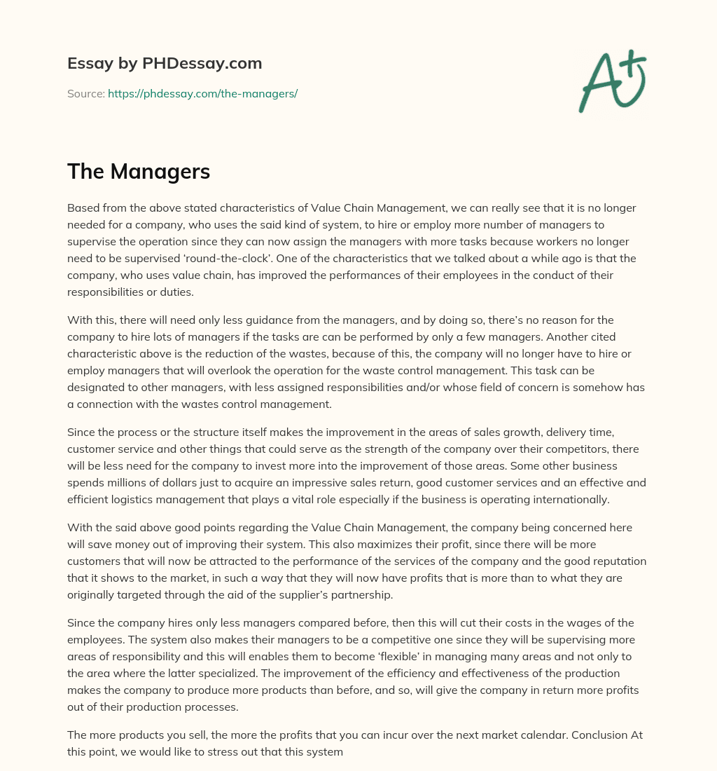 The Managers essay