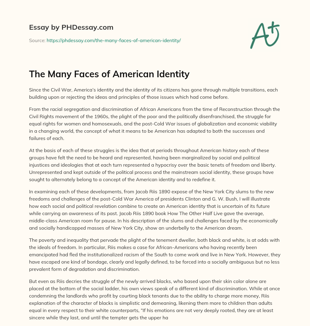 essay for american identity