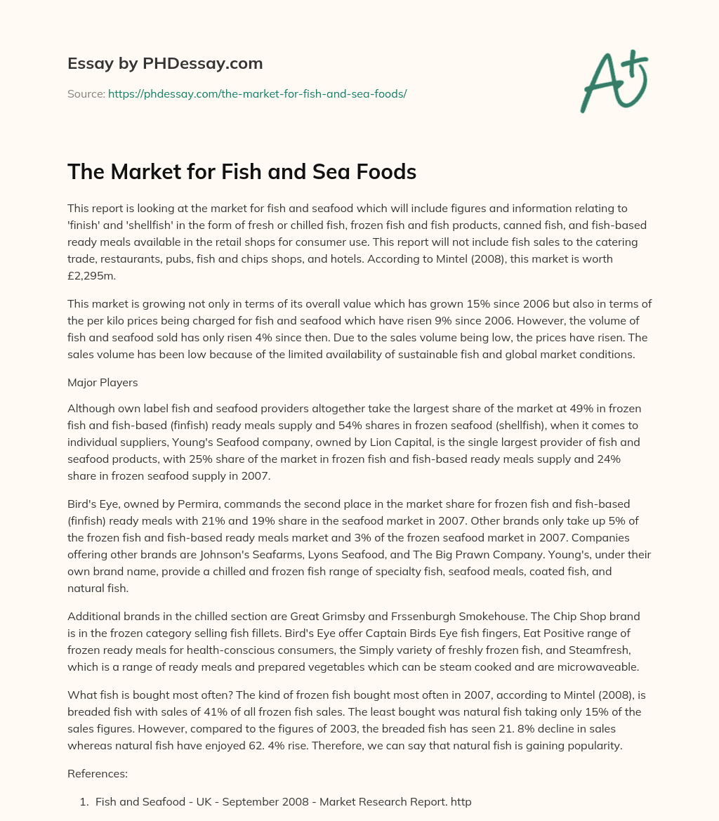 The Market for Fish and Sea Foods essay