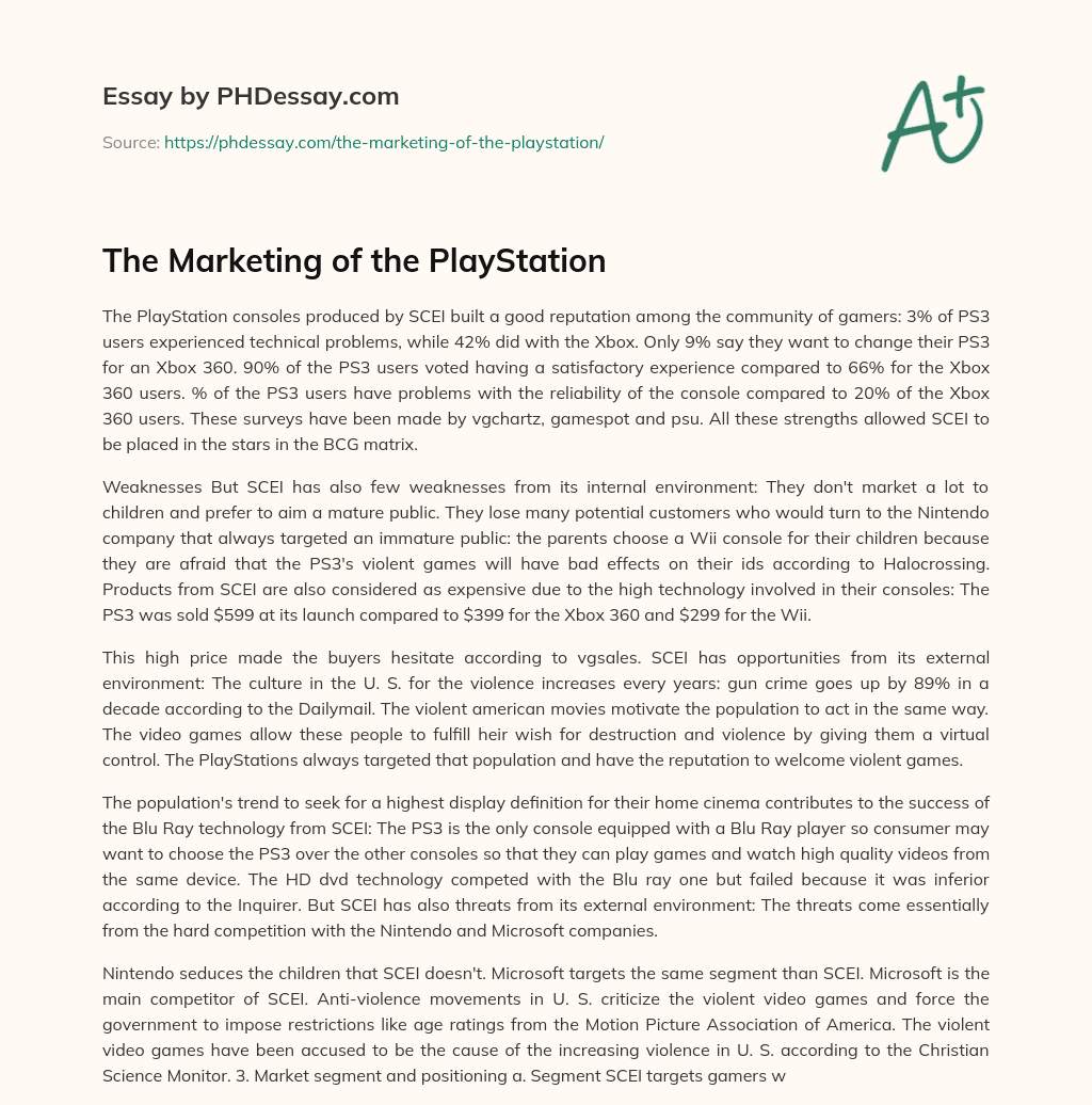 The Marketing of the PlayStation essay