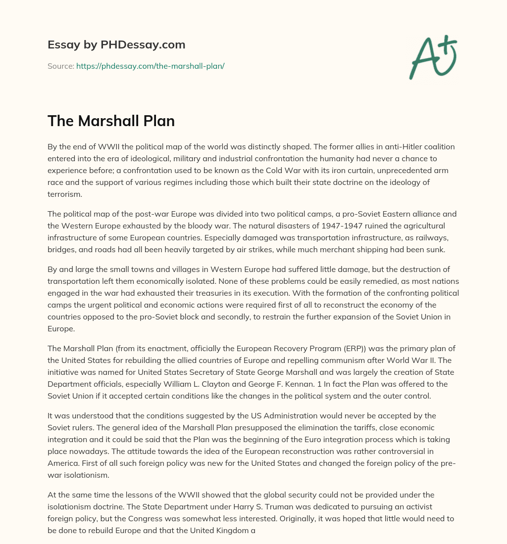 The Marshall Plan essay