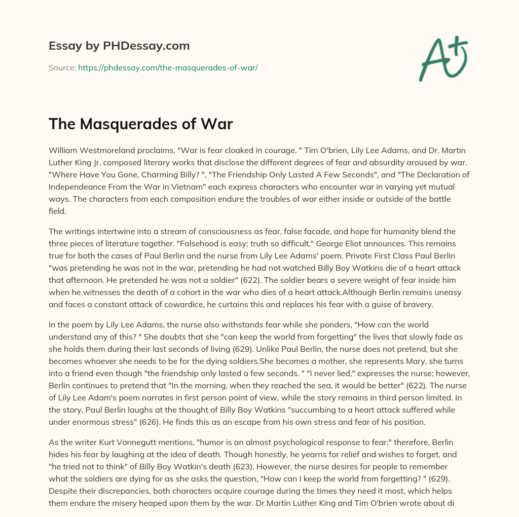 The Masquerades of War essay