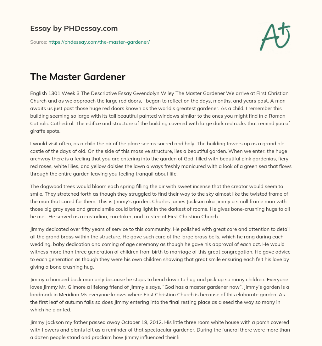The Master Gardener essay