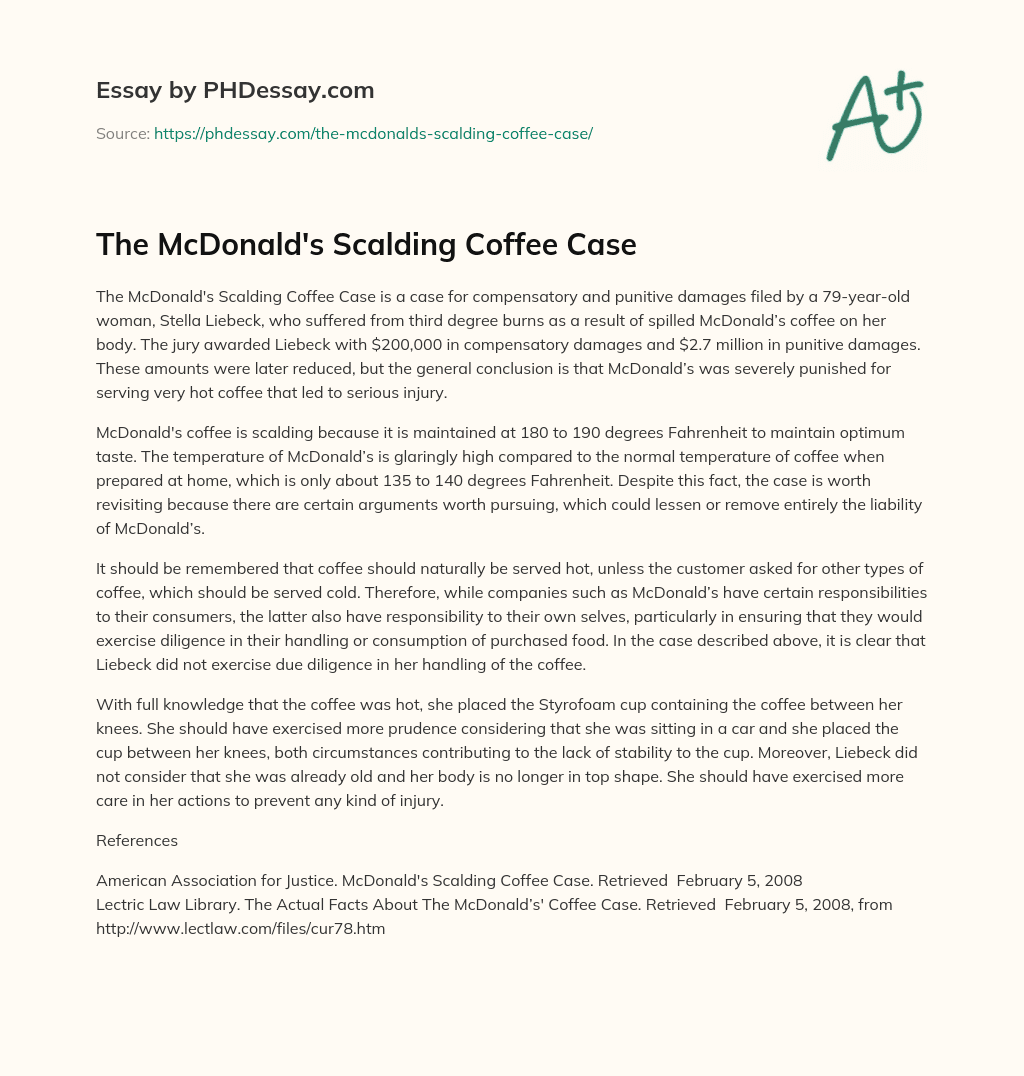 mcdonald's coffee case study