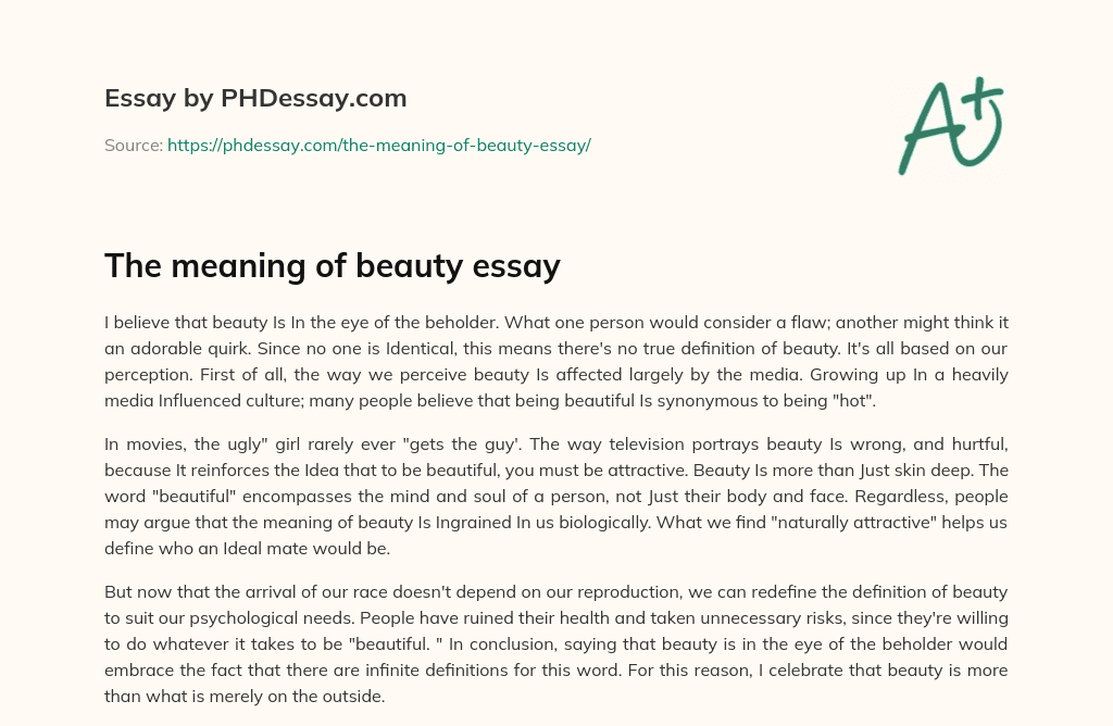 The meaning of beauty essay essay