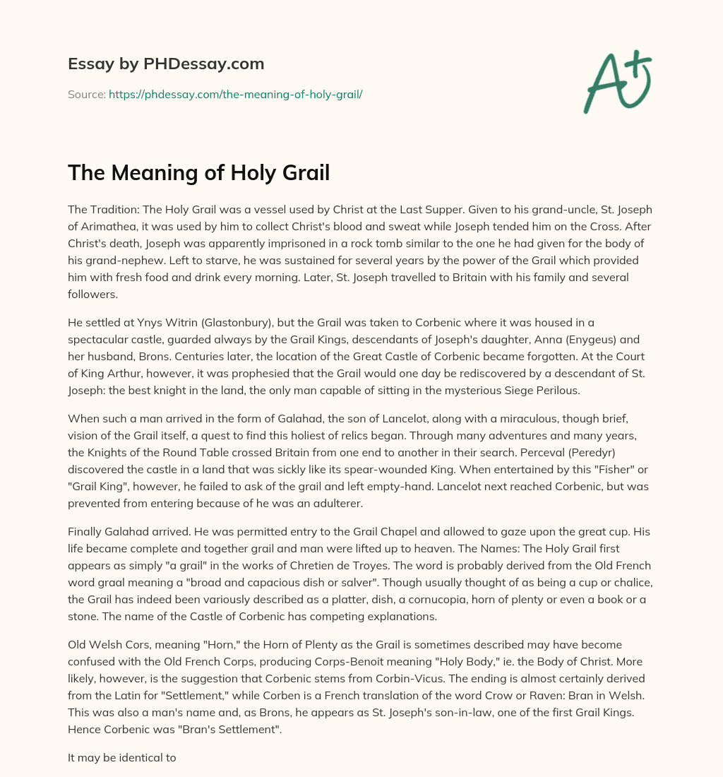 The Meaning Of Holy Grail Definition Example