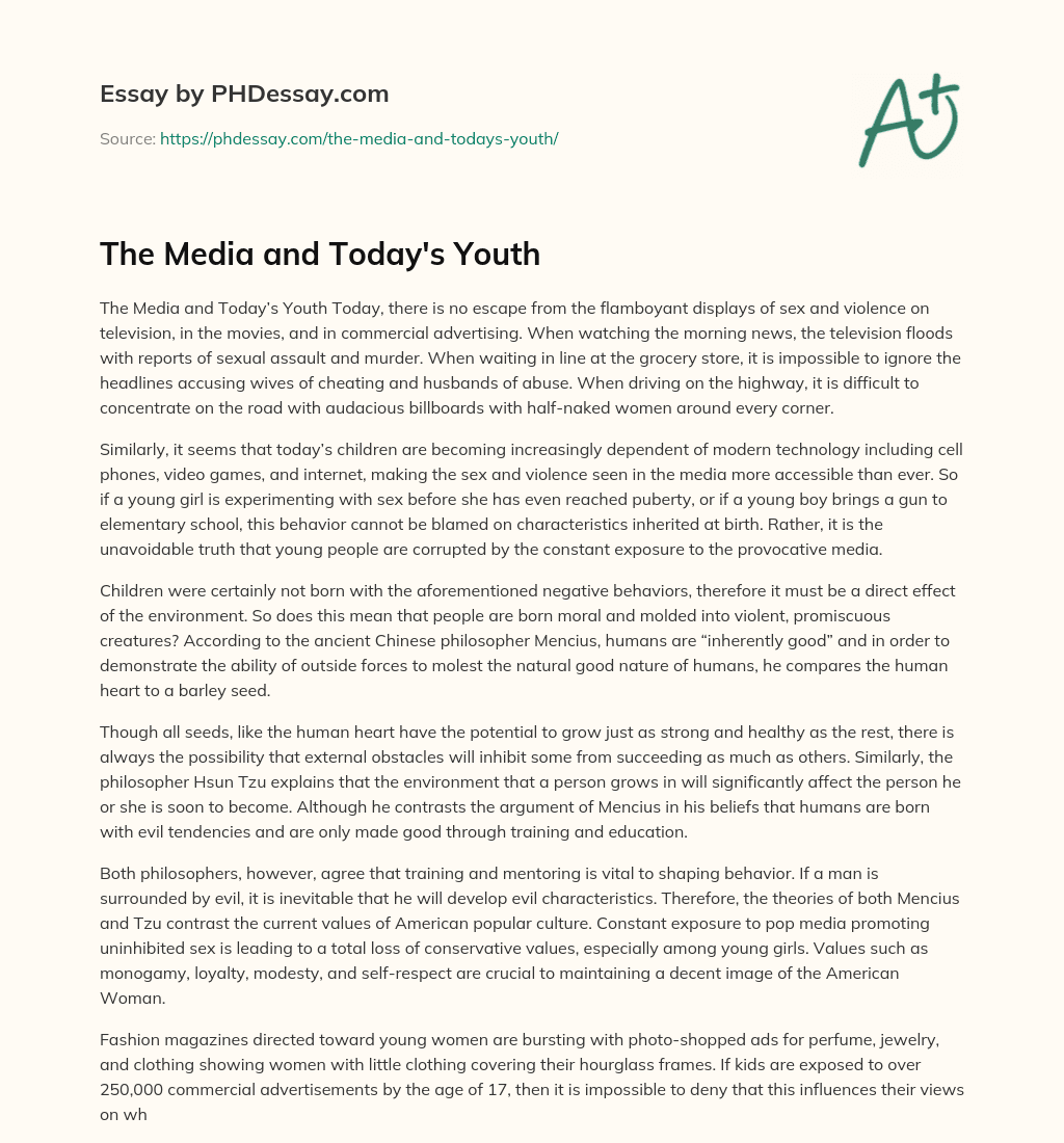 The Media and Today’s Youth essay