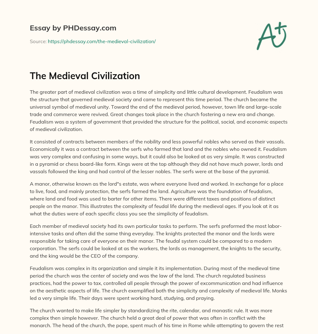 The Medieval Civilization essay