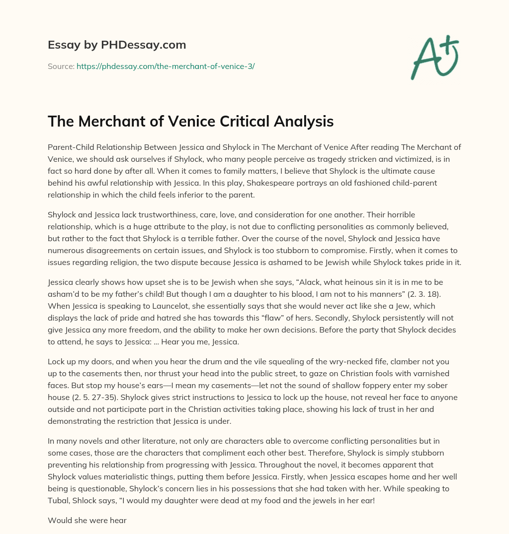 merchant of venice critical essay