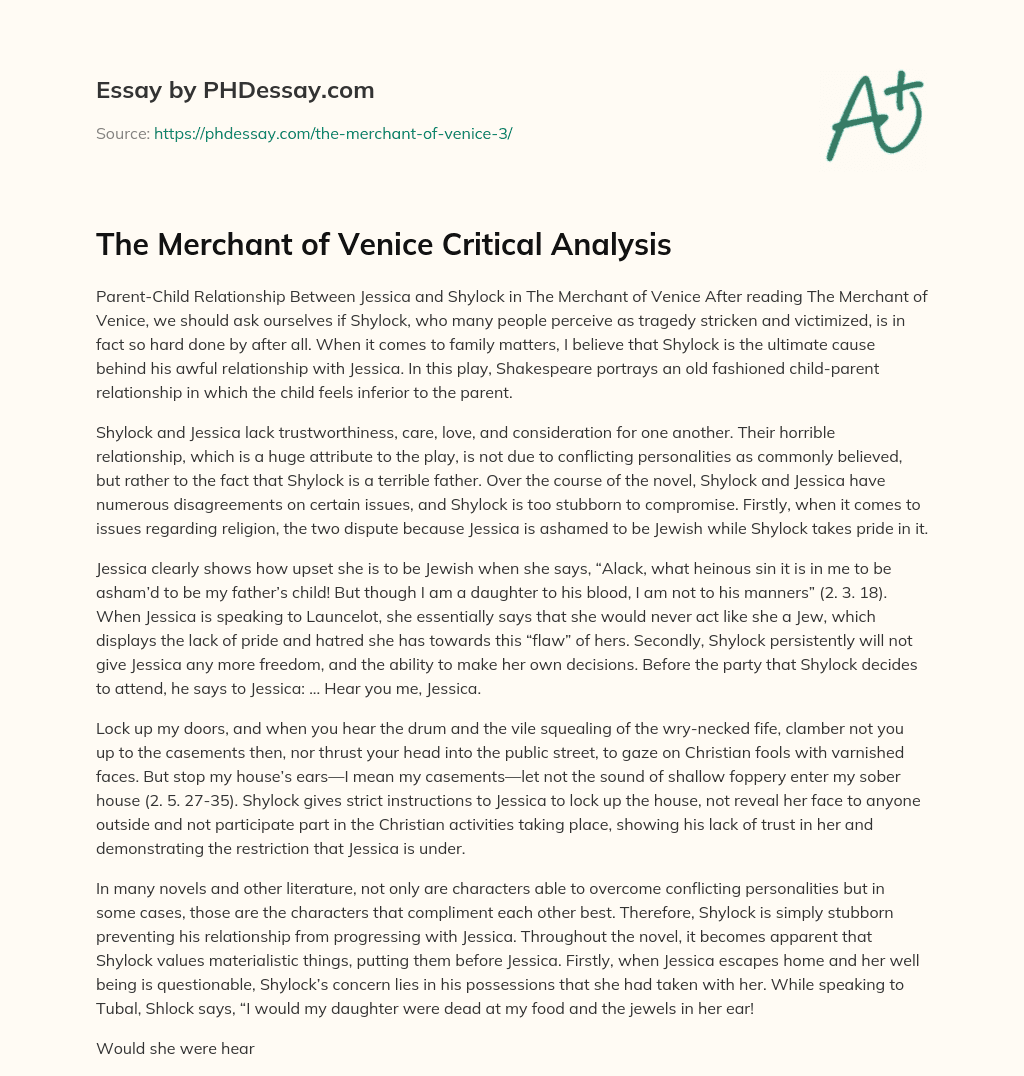 merchant of venice analytical essay