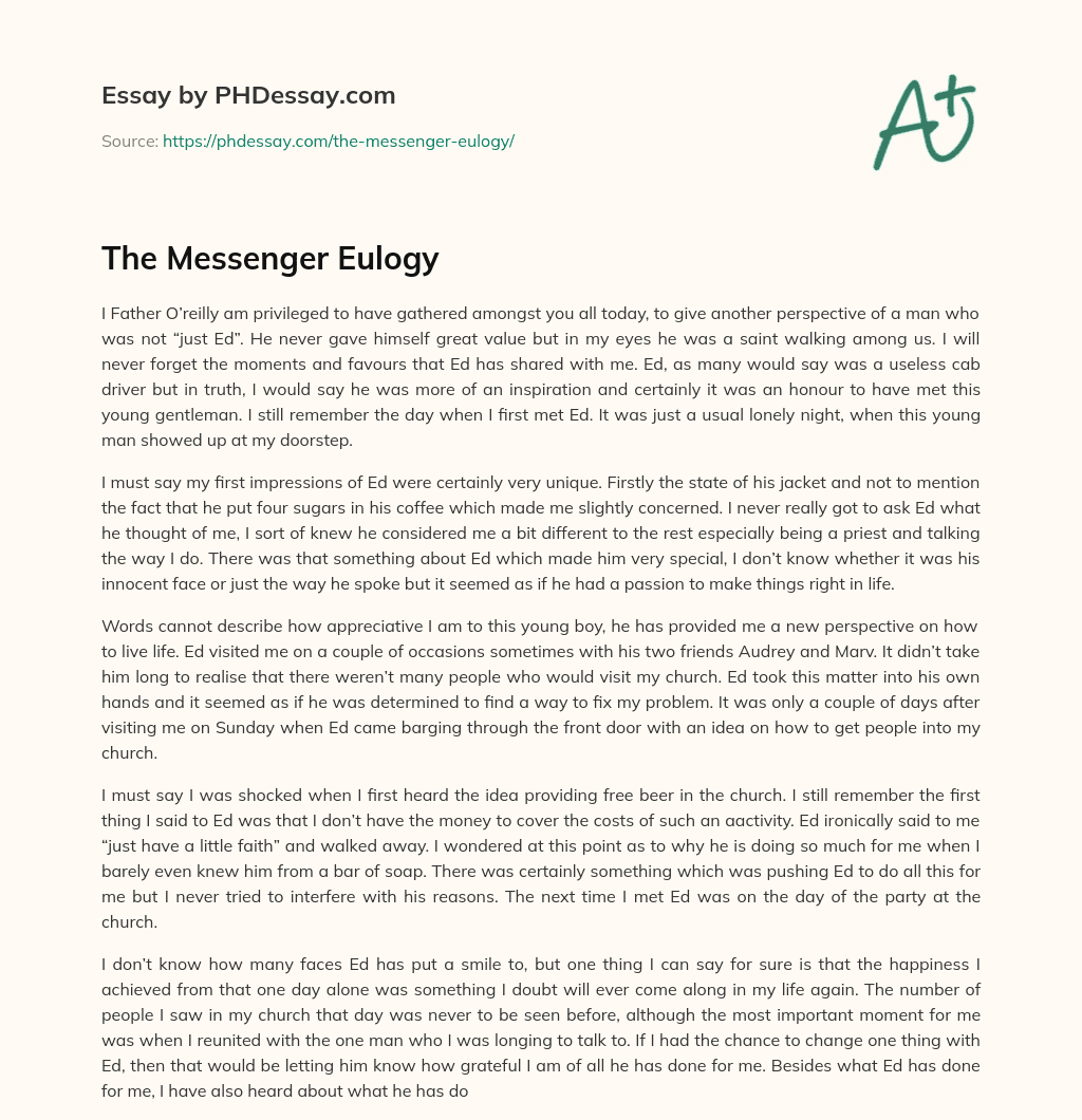 The Messenger Eulogy essay