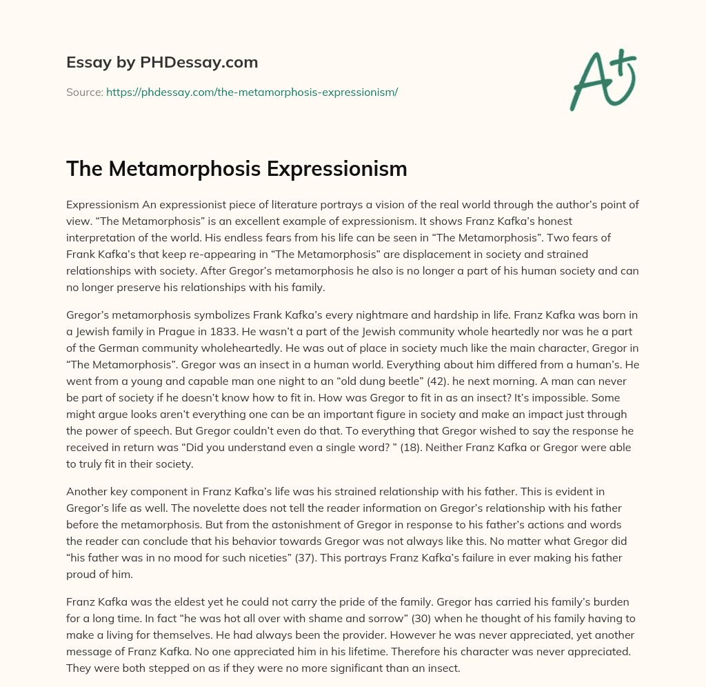 The Metamorphosis Expressionism essay