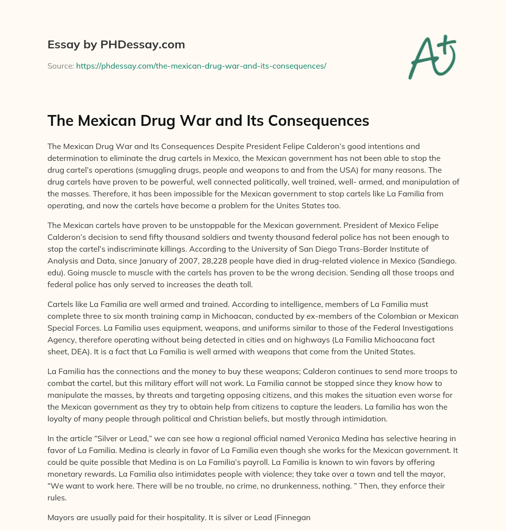 The Mexican Drug War and Its Consequences essay